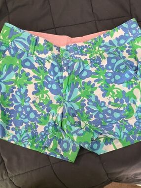 Lilly Pulitzer Blue & Green Floral Cotton Shorts